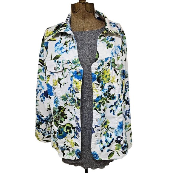 AMX Floral  Jacket Womens Size Large Snap Closure Floral Pattern Lightweight - Picture 6 of 10